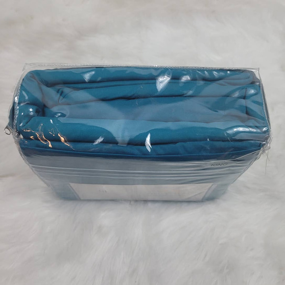 Sweet Home Turquoise 1800 Thread Count King 4 Piece Sheet Set - Picture 4 of 5
